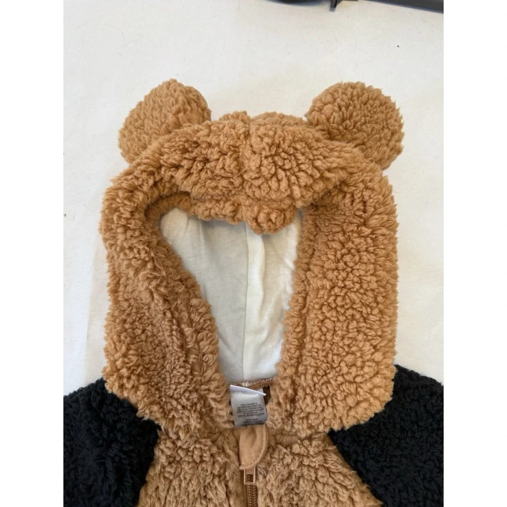Disney Baby Mickey Mouse Brown Fleece Hooded Snowsuit‎ 6-9 Months Full Zip